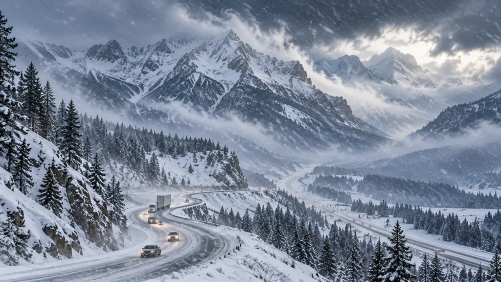 Major winter storm bringing heavy snow and dangerous driving conditions across Colorado Wyoming and Utah
